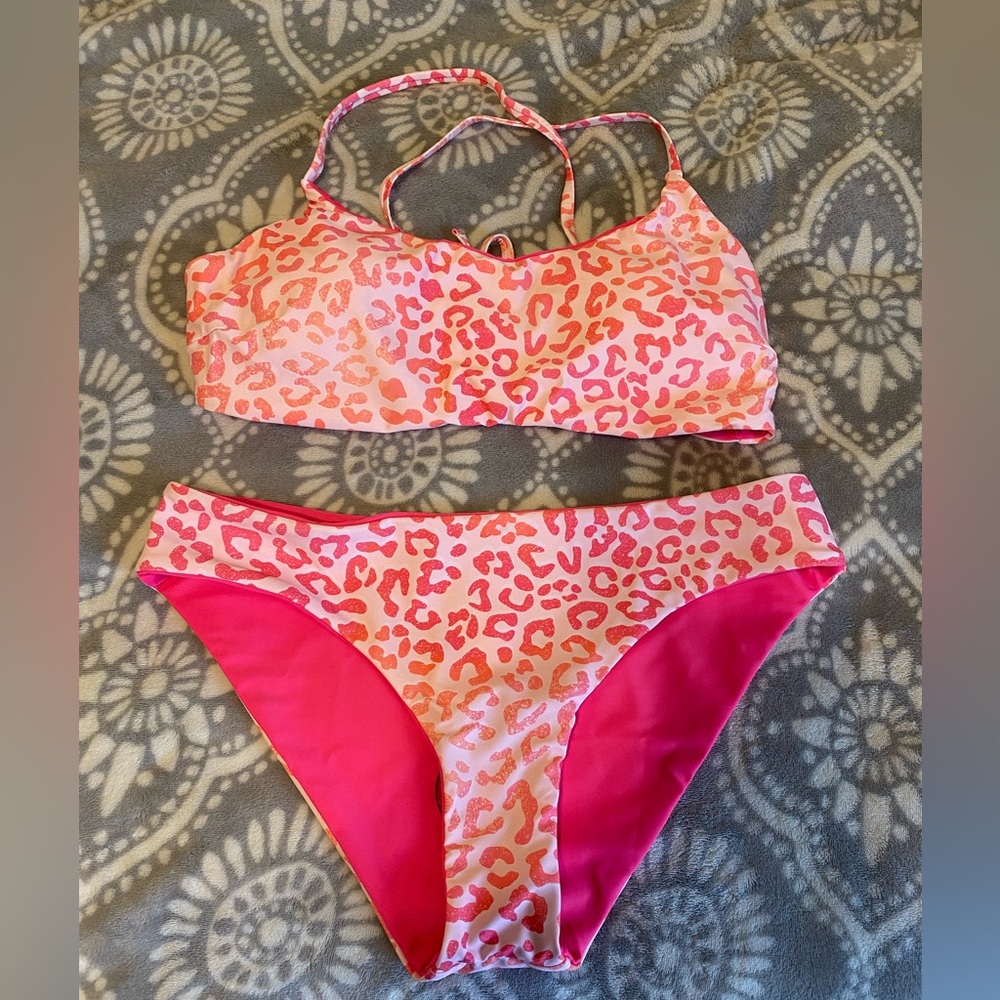 Pink Leopard Print Bikini Set